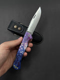 Handmade Folding Knife and Sheath Custom Engraved Pocket Knife