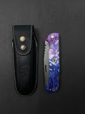 Handmade Folding Knife and Sheath Custom Engraved Pocket Knife