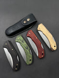 Folding Knife With Leather Sheath