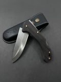 Folding Knife With Leather Sheath