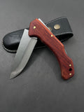 Folding Knife With Leather Sheath