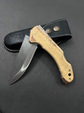 Folding Knife With Leather Sheath