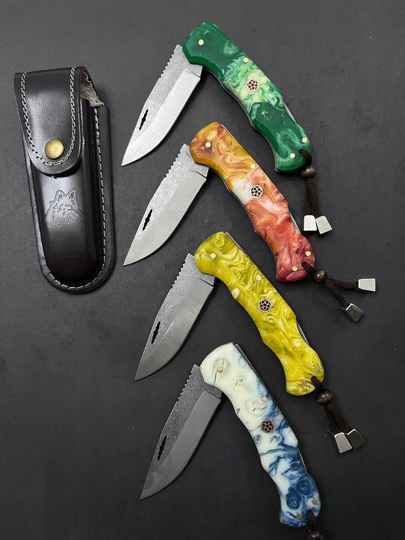 Folding Knife With Leather Sheath  fk1022