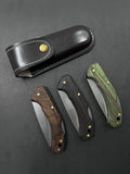 Folding Knife With Leather Sheath