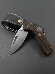 Folding Knife With Leather Sheath fk1005